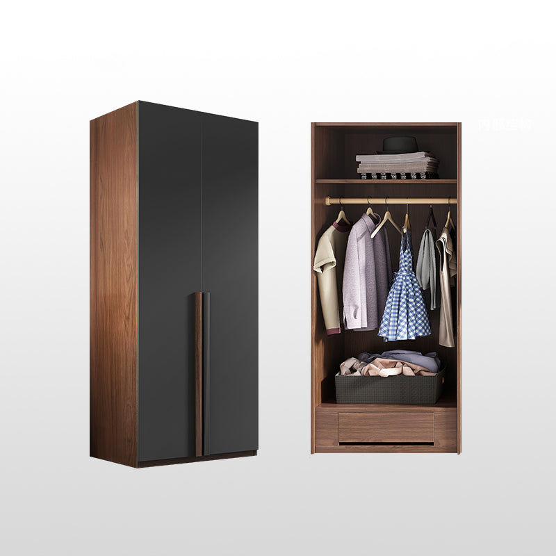 Wooden Wardrobe Armoire with Drawer Modern Hinged Wardrobe Closet 31.5"L x 20"W x 77"H Armoires & Wardrobes Clearhalo 'Armoires & Wardrobes' 'armoires_wardrobes' 'Bedroom Furniture' 'furn' 'furn_armoires_wardrobes' 'Furniture' 6451231