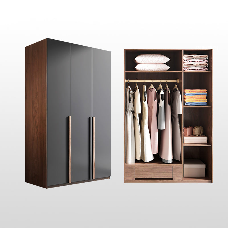 Wooden Wardrobe Armoire with Drawer Modern Hinged Wardrobe Closet 47"L x 20"W x 77"H Armoires & Wardrobes Clearhalo 'Armoires & Wardrobes' 'armoires_wardrobes' 'Bedroom Furniture' 'furn' 'furn_armoires_wardrobes' 'Furniture' 6451233