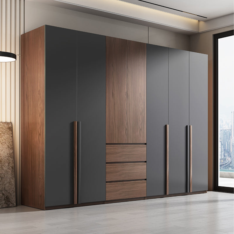 Wooden Wardrobe Armoire with Drawer Modern Hinged Wardrobe Closet Clearhalo 'Armoires & Wardrobes' 'armoires_wardrobes' 'Bedroom Furniture' 'furn' 'furn_armoires_wardrobes' 'Furniture' 6451234