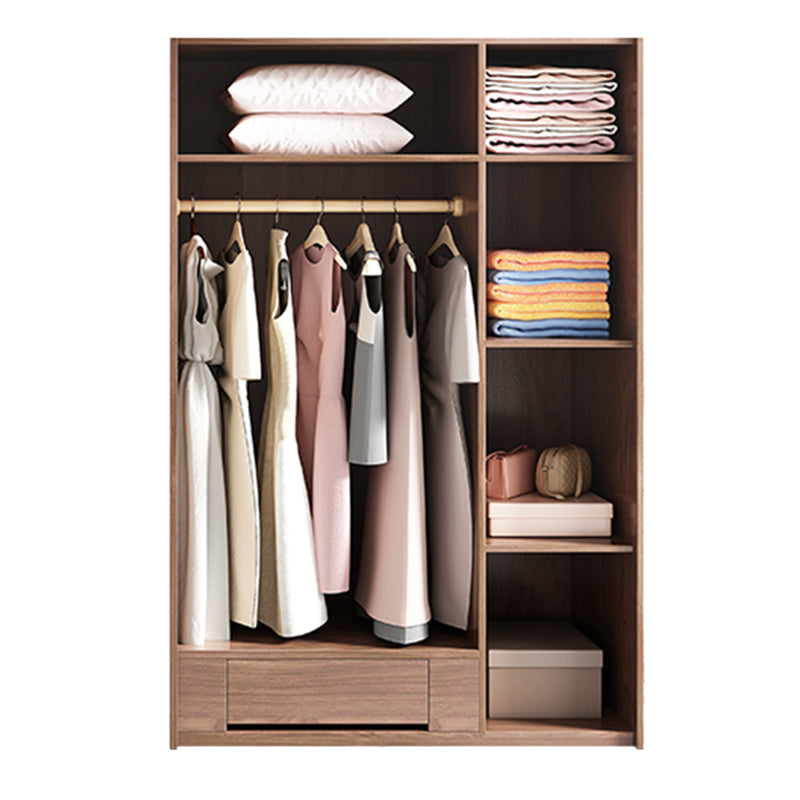 Wooden Wardrobe Armoire with Drawer Modern Hinged Wardrobe Closet Clearhalo 'Armoires & Wardrobes' 'armoires_wardrobes' 'Bedroom Furniture' 'furn' 'furn_armoires_wardrobes' 'Furniture' 6451242
