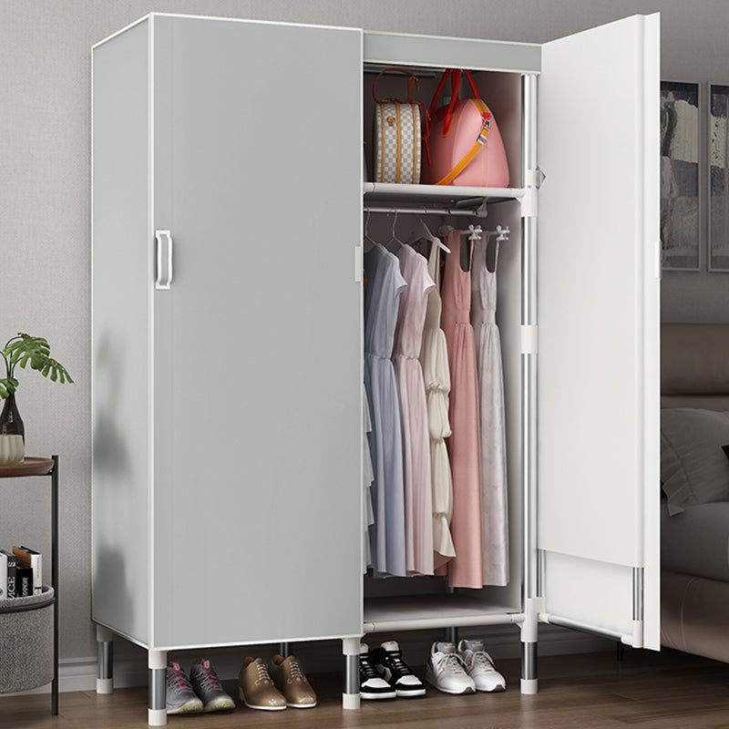Hinged Wardrobe Armoire Modern with Legs Steel Wardrobe Closet for Home 33"L x 20"W x 68"H Grey Clearhalo 'Armoires & Wardrobes' 'armoires_wardrobes' 'Bedroom Furniture' 'furn' 'furn_armoires_wardrobes' 'Furniture' 6451302