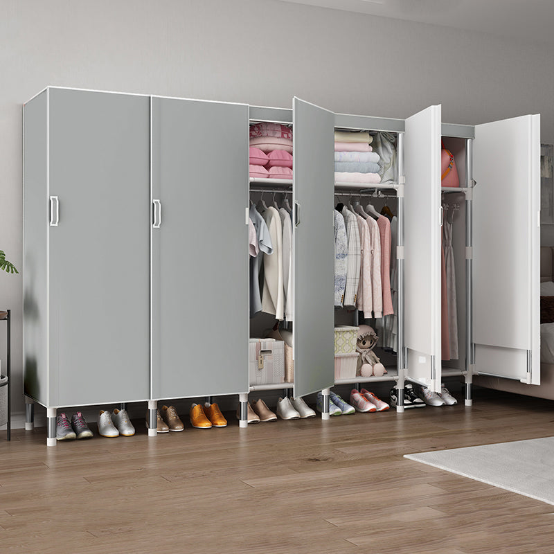 Hinged Wardrobe Armoire Modern with Legs Steel Wardrobe Closet for Home 81"L x 20"W x 68"H Grey Clearhalo 'Armoires & Wardrobes' 'armoires_wardrobes' 'Bedroom Furniture' 'furn' 'furn_armoires_wardrobes' 'Furniture' 6451304