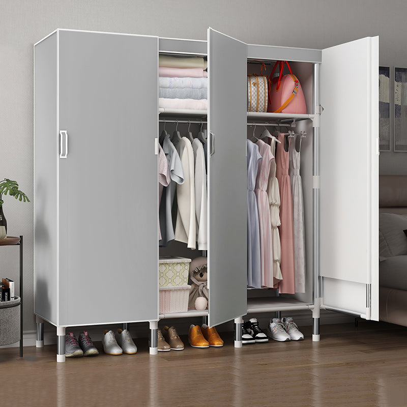 Hinged Wardrobe Armoire Modern with Legs Steel Wardrobe Closet for Home 49"L x 20"W x 68"H Grey Clearhalo 'Armoires & Wardrobes' 'armoires_wardrobes' 'Bedroom Furniture' 'furn' 'furn_armoires_wardrobes' 'Furniture' 6451309