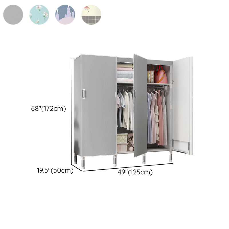 Hinged Wardrobe Armoire Modern with Legs Steel Wardrobe Closet for Home Clearhalo 'Armoires & Wardrobes' 'armoires_wardrobes' 'Bedroom Furniture' 'furn' 'furn_armoires_wardrobes' 'Furniture' 6451322