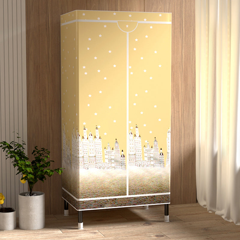 Contemporary Wardrobe Cabinet with Shelves Steel Wardrobe Armoire for Home