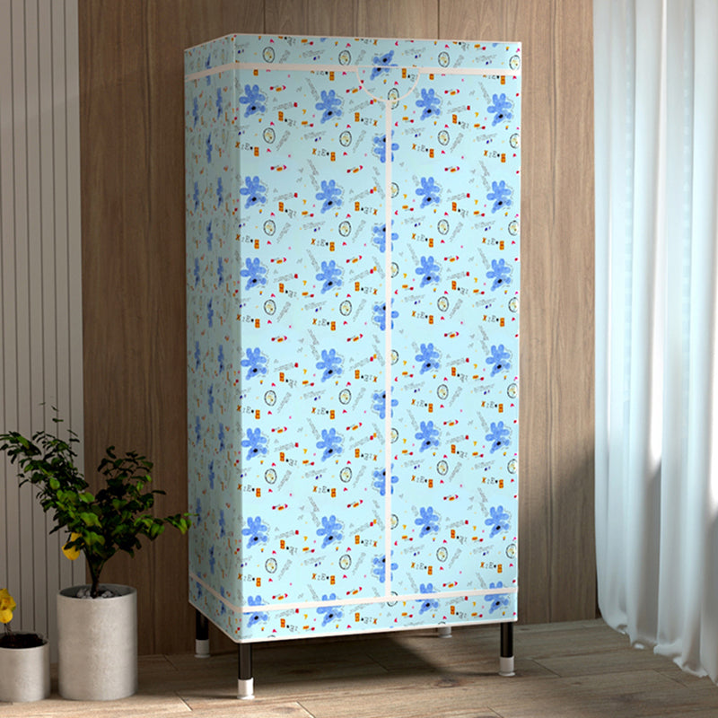 Contemporary Wardrobe Cabinet with Shelves Steel Wardrobe Armoire for Home