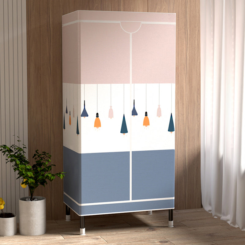 Contemporary Wardrobe Cabinet with Shelves Steel Wardrobe Armoire for Home