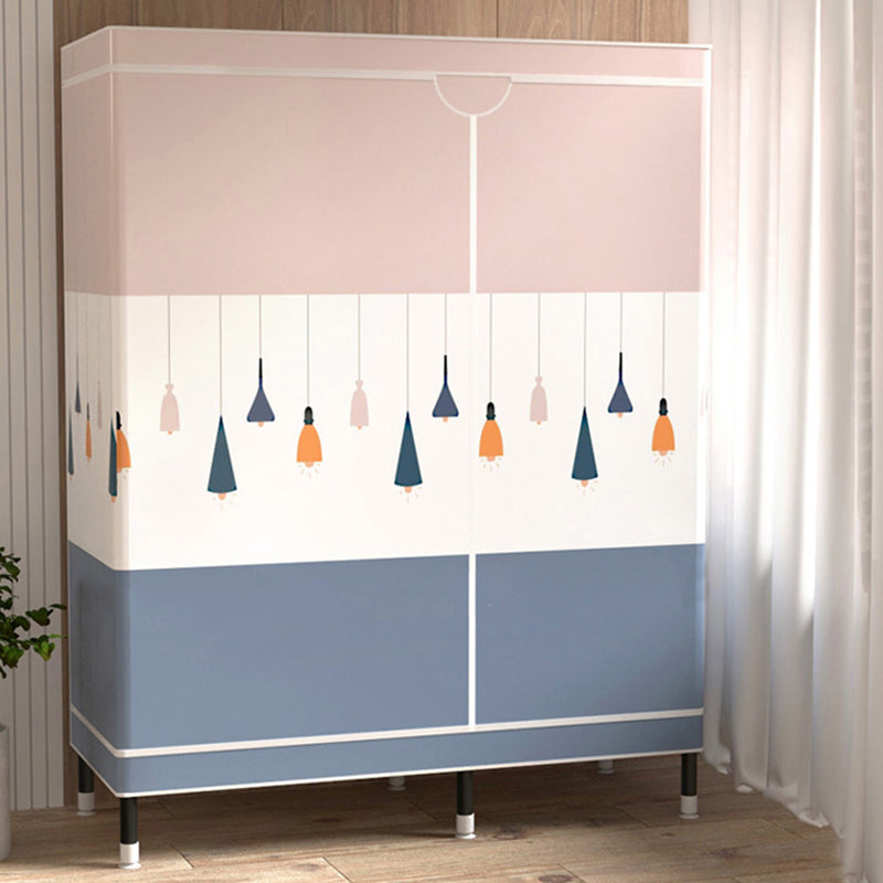 Contemporary Wardrobe Cabinet with Shelves Steel Wardrobe Armoire for Home