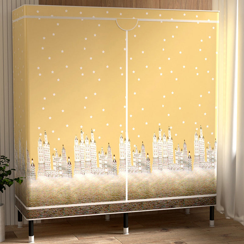 Contemporary Wardrobe Cabinet with Shelves Steel Wardrobe Armoire for Home