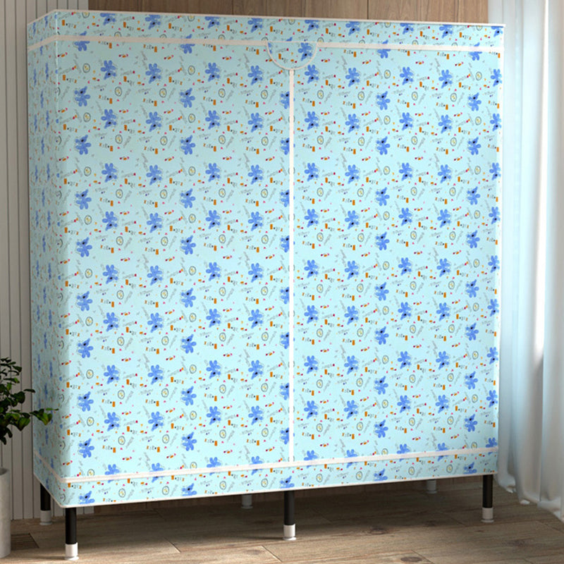 Contemporary Wardrobe Cabinet with Shelves Steel Wardrobe Armoire for Home