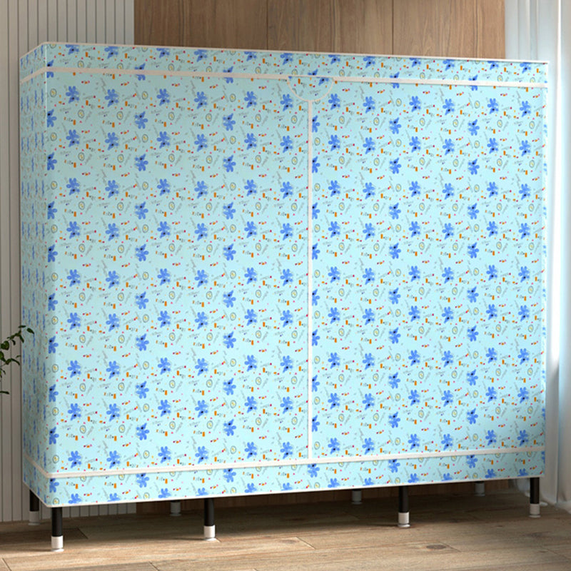 Contemporary Wardrobe Cabinet with Shelves Steel Wardrobe Armoire for Home