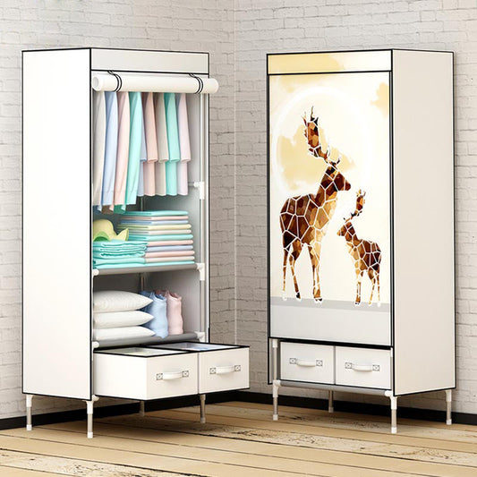 Steel Wardrobe Armoire with Drawer Modern Wardrobe Cabinet for Home Clearhalo 'Armoires & Wardrobes' 'armoires_wardrobes' 'Bedroom Furniture' 'furn' 'furn_armoires_wardrobes' 'Furniture' 6451360