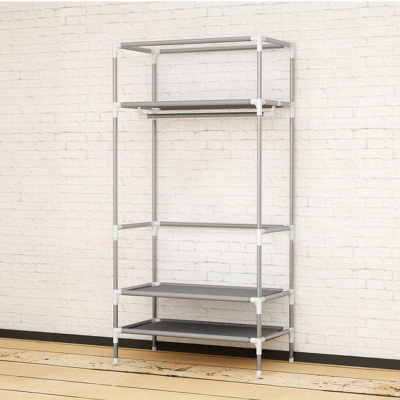 Steel Wardrobe Armoire with Drawer Modern Wardrobe Cabinet for Home Clearhalo 'Armoires & Wardrobes' 'armoires_wardrobes' 'Bedroom Furniture' 'furn' 'furn_armoires_wardrobes' 'Furniture' 6451364