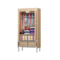 Steel Wardrobe Armoire with Drawer Modern Wardrobe Cabinet for Home 30"L x 18"W x 67"H Light Brown Clearhalo 'Armoires & Wardrobes' 'armoires_wardrobes' 'Bedroom Furniture' 'furn' 'furn_armoires_wardrobes' 'Furniture' 6451365