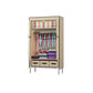 Steel Wardrobe Armoire with Drawer Modern Wardrobe Cabinet for Home 35"L x 18"W x 67"H Beige Clearhalo 'Armoires & Wardrobes' 'armoires_wardrobes' 'Bedroom Furniture' 'furn' 'furn_armoires_wardrobes' 'Furniture' 6451373