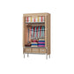 Steel Wardrobe Armoire with Drawer Modern Wardrobe Cabinet for Home 35"L x 18"W x 67"H Light Brown Clearhalo 'Armoires & Wardrobes' 'armoires_wardrobes' 'Bedroom Furniture' 'furn' 'furn_armoires_wardrobes' 'Furniture' 6451374