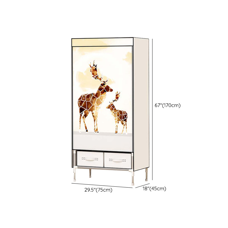 Steel Wardrobe Armoire with Drawer Modern Wardrobe Cabinet for Home Clearhalo 'Armoires & Wardrobes' 'armoires_wardrobes' 'Bedroom Furniture' 'furn' 'furn_armoires_wardrobes' 'Furniture' 6451377