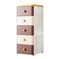 5-Drawer Wardrobe Armoire with Legs Modern Plastic Storage Cabinet 14.2"L x 15.7"W x 34.6"H White-Brown Clearhalo 'Armoires & Wardrobes' 'armoires_wardrobes' 'Bedroom Furniture' 'furn' 'furn_armoires_wardrobes' 'Furniture' 6451424