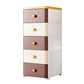 5-Drawer Wardrobe Armoire with Legs Modern Plastic Storage Cabinet 18.1"L x 15.7"W x 38.6"H White-Brown Clearhalo 'Armoires & Wardrobes' 'armoires_wardrobes' 'Bedroom Furniture' 'furn' 'furn_armoires_wardrobes' 'Furniture' 6451430