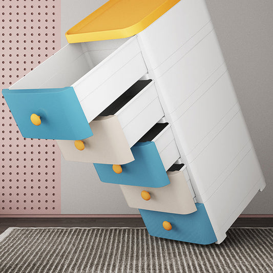 5-Drawer Wardrobe Armoire with Legs Modern Plastic Storage Cabinet Clearhalo 'Armoires & Wardrobes' 'armoires_wardrobes' 'Bedroom Furniture' 'furn' 'furn_armoires_wardrobes' 'Furniture' 6451435