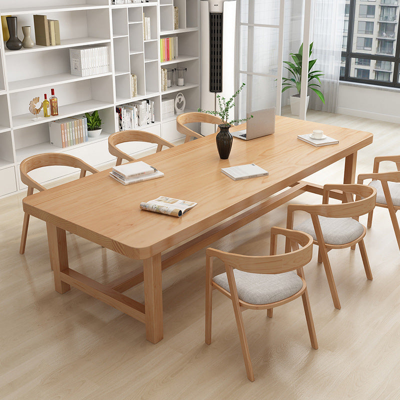 Rectangle Trestle Dining Table Modern Pine Wood Table for Living Room 78.7"L x 31.5"W x 29.5"H Without Chairs Clearhalo 'Dining Tables & Seating' 'Dining Tables' 'dining_table' 'furn' 'furn_dining_table' 'Furniture' 'Kitchen & Dining Furniture' 6451480