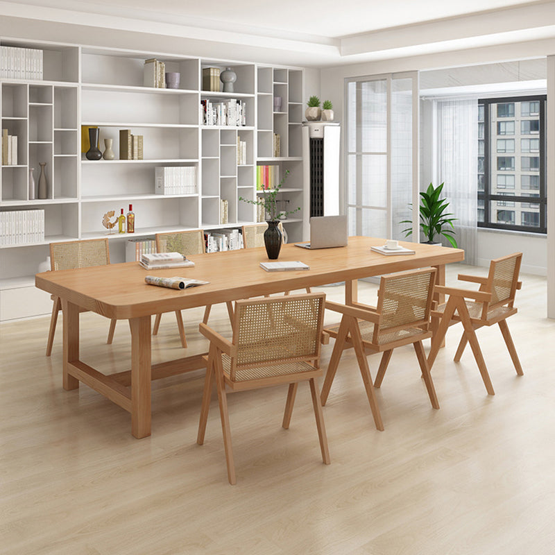 Rectangle Trestle Dining Table Modern Pine Wood Table for Living Room 94.5"L x 39.4"W x 29.5"H Without Chairs Clearhalo 'Dining Tables & Seating' 'Dining Tables' 'dining_table' 'furn' 'furn_dining_table' 'Furniture' 'Kitchen & Dining Furniture' 6451482