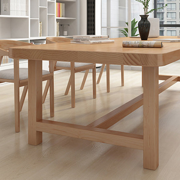 Rectangle Trestle Dining Table Modern Pine Wood Table for Living Room Clearhalo 'Dining Tables & Seating' 'Dining Tables' 'dining_table' 'furn' 'furn_dining_table' 'Furniture' 'Kitchen & Dining Furniture' 6451486