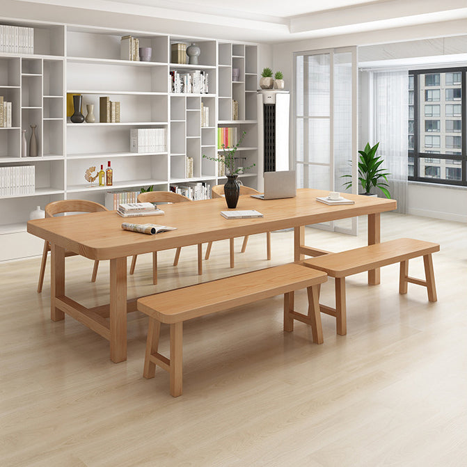 Rectangle Trestle Dining Table Modern Pine Wood Table for Living Room Clearhalo 'Dining Tables & Seating' 'Dining Tables' 'dining_table' 'furn' 'furn_dining_table' 'Furniture' 'Kitchen & Dining Furniture' 6451489