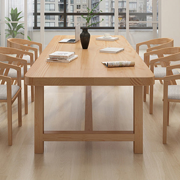 Rectangle Trestle Dining Table Modern Pine Wood Table for Living Room Clearhalo 'Dining Tables & Seating' 'Dining Tables' 'dining_table' 'furn' 'furn_dining_table' 'Furniture' 'Kitchen & Dining Furniture' 6451490