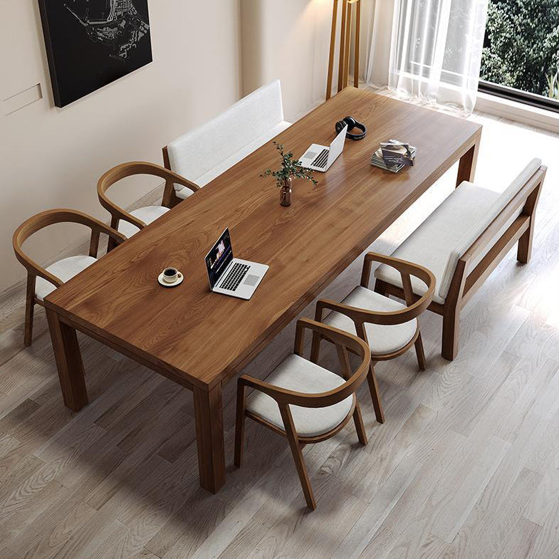Mesa de comedor moderna de madera maciza, mesa de comedor de 4 patas para comedor