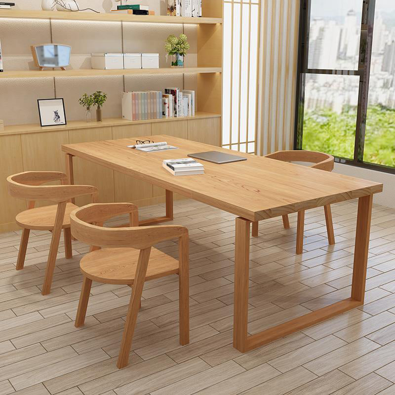 Contemporary Solid Wood Dining Table Double Pedestal Dining Table for Dining Room