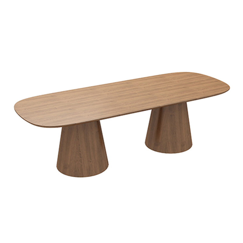Oval Solid Wood Dining Table Contemporary Dining Table with Double Pedestal Base Clearhalo 'Dining Tables & Seating' 'Dining Tables' 'dining_table' 'furn' 'furn_dining_table' 'Furniture' 'Kitchen & Dining Furniture' 6451559