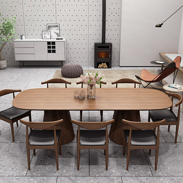 Oval Solid Wood Dining Table Contemporary Dining Table with Double Pedestal Base Clearhalo 'Dining Tables & Seating' 'Dining Tables' 'dining_table' 'furn' 'furn_dining_table' 'Furniture' 'Kitchen & Dining Furniture' 6451567
