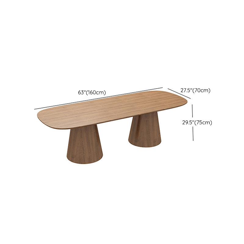 Oval Solid Wood Dining Table Contemporary Dining Table with Double Pedestal Base Clearhalo 'Dining Tables & Seating' 'Dining Tables' 'dining_table' 'furn' 'furn_dining_table' 'Furniture' 'Kitchen & Dining Furniture' 6451568