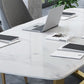 Rectangle Trestle Dining Table Glam Faux Marble Table for Dining Room Kitchen
