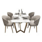 Rectangle Trestle Dining Table Glam Faux Marble Table for Dining Room Kitchen