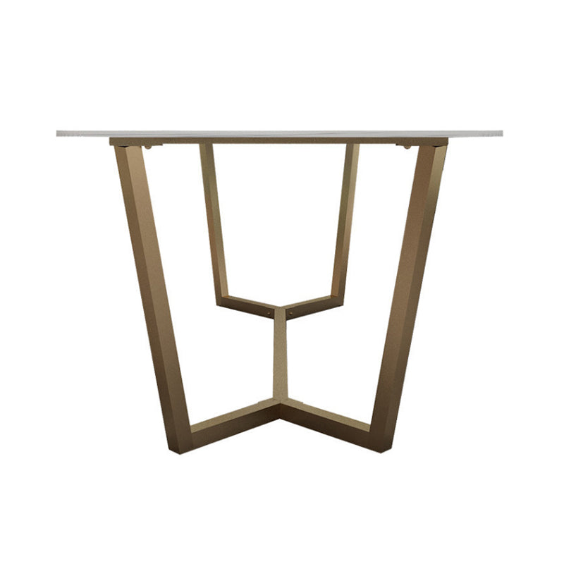 Rectangle Trestle Dining Table Glam Faux Marble Table for Dining Room Kitchen
