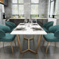Rectangle Trestle Dining Table Glam Faux Marble Table for Dining Room Kitchen