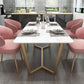 Rectangle Trestle Dining Table Glam Faux Marble Table for Dining Room Kitchen