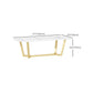 Rectangle Trestle Dining Table Glam Faux Marble Table for Dining Room Kitchen