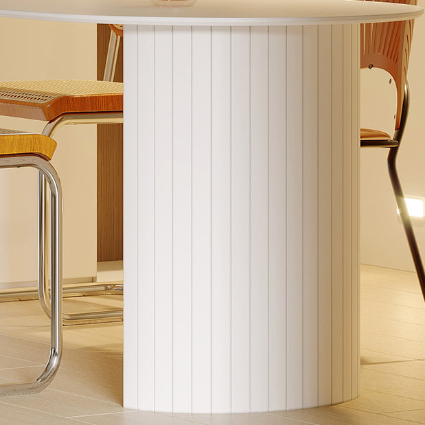 Mesa de comedor con pedestal doble blanco Mesa de comedor moderna con tapa de piedra