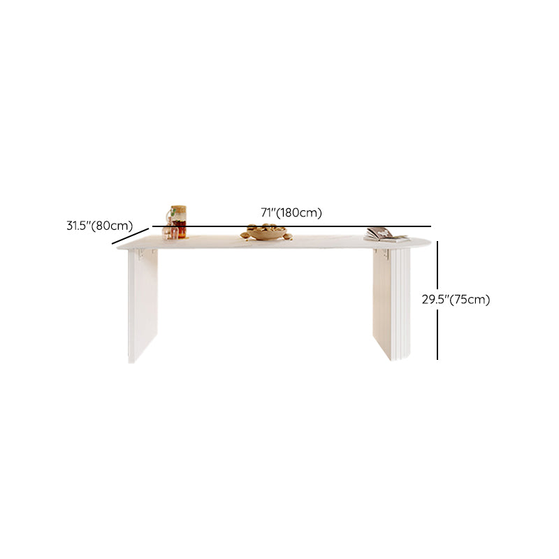 Mesa de comedor con pedestal doble blanco Mesa de comedor moderna con tapa de piedra