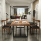 Solid-Top Dining Set 1/5 Pcs Industrial Metal Frame Dining Table and Chairs