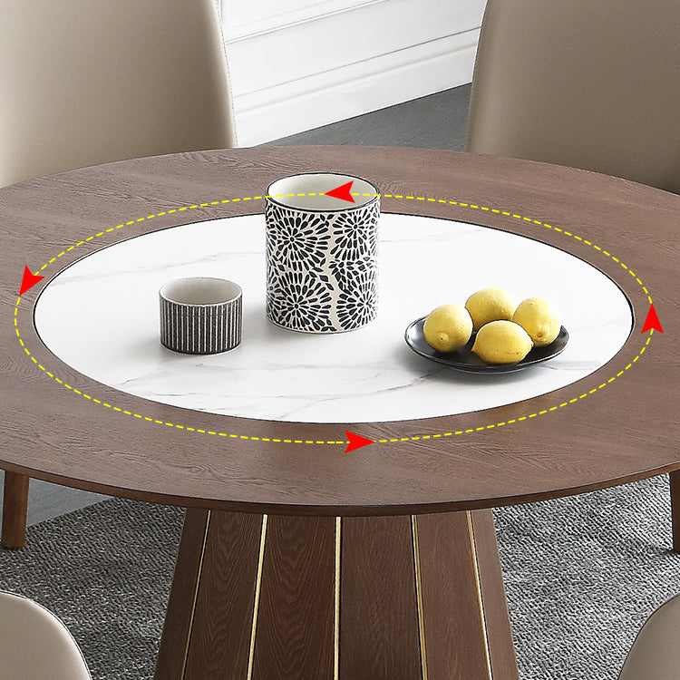 Modern Dining Set 1/4/5/7 Pcs Round Solid Wood Dining Table and Chairs