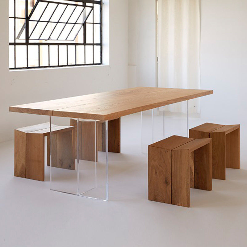 Juego de comedor moderno de 1/2/5 piezas, juego de mesa de comedor rectangular de madera maciza en color Natural