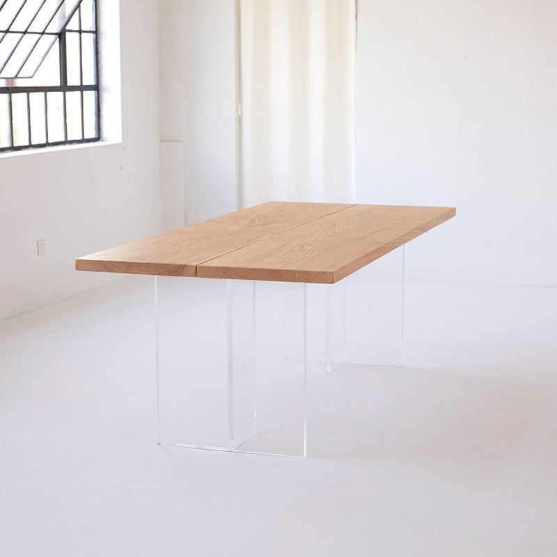 Juego de comedor moderno de 1/2/5 piezas, juego de mesa de comedor rectangular de madera maciza en color Natural