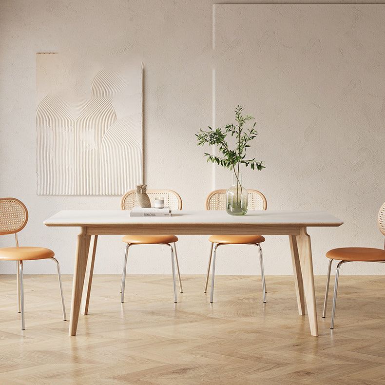 Modern 1/2/5/7 Pieces Dining Set Stone Rectangle Dining Table Set in White Clearhalo 'Dining Room Sets' 'Dining Tables & Seating' 'dining_room_set' 'furn' 'furn_dining_room_set' 'Furniture' 'Kitchen & Dining Furniture' 6451766