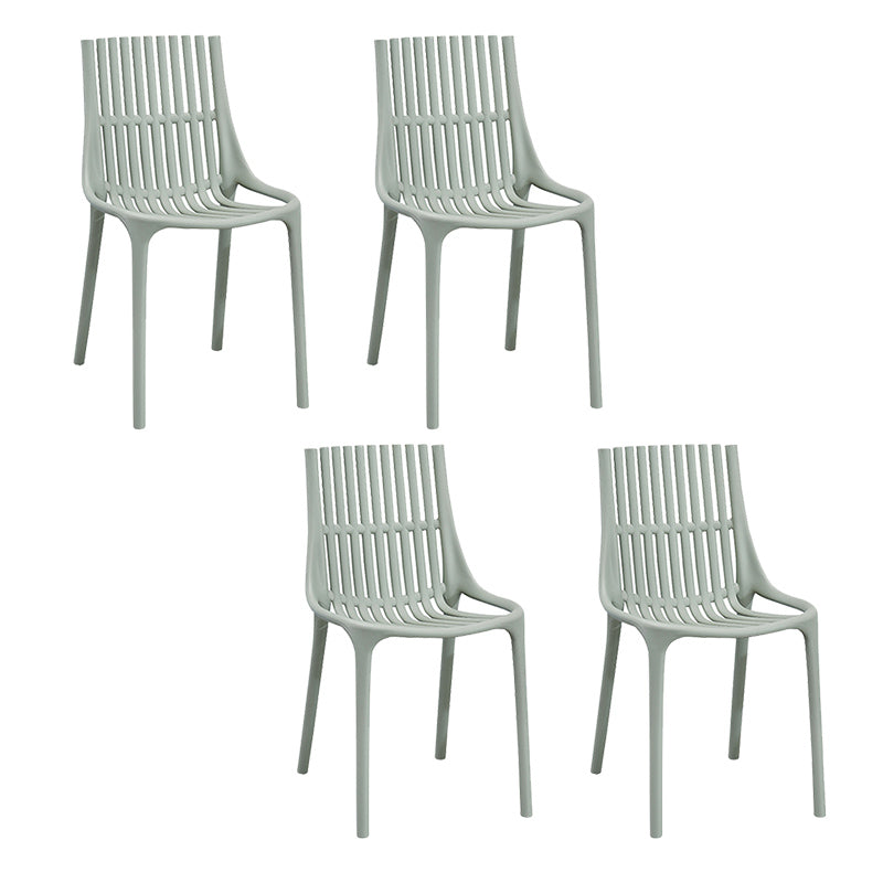 Nordic Style Armless Side Chairs Slat Back Chairs with Plastic Legs for Home Use Gray-Green 4 Piece Set Clearhalo 'Dining Chairs' 'Dining Tables & Seating' 'dining_chair' 'furn' 'furn_dining_chair' 'Furniture' 'Kitchen & Dining Furniture' 6451778