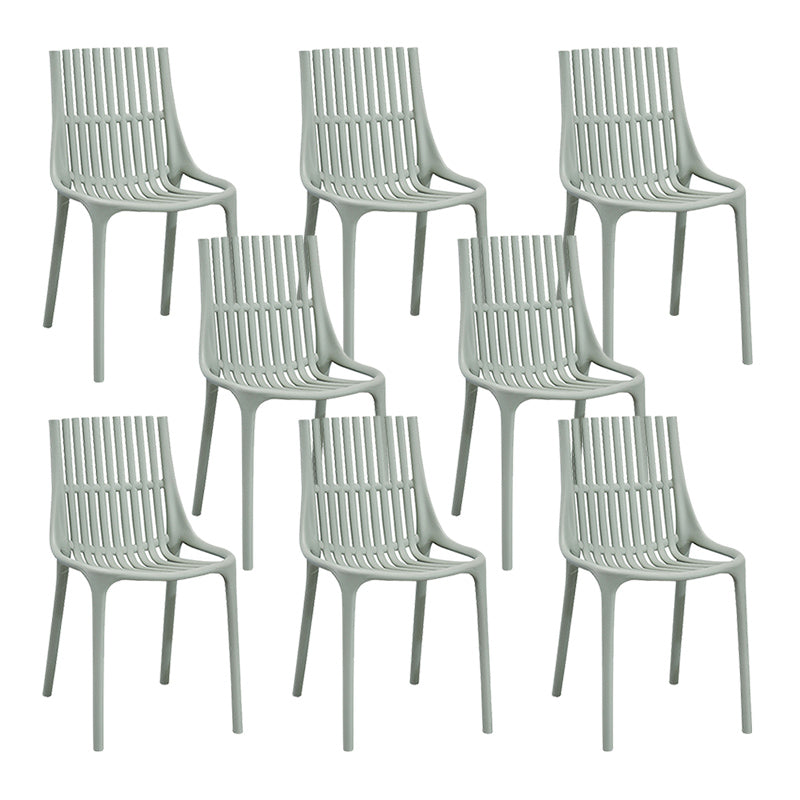 Nordic Style Armless Side Chairs Slat Back Chairs with Plastic Legs for Home Use Gray-Green 8 Piece Set Clearhalo 'Dining Chairs' 'Dining Tables & Seating' 'dining_chair' 'furn' 'furn_dining_chair' 'Furniture' 'Kitchen & Dining Furniture' 6451781