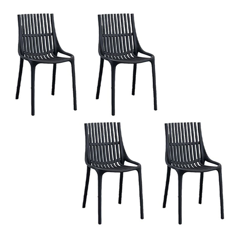 Nordic Style Armless Side Chairs Slat Back Chairs with Plastic Legs for Home Use Black 4 Piece Set Clearhalo 'Dining Chairs' 'Dining Tables & Seating' 'dining_chair' 'furn' 'furn_dining_chair' 'Furniture' 'Kitchen & Dining Furniture' 6451783